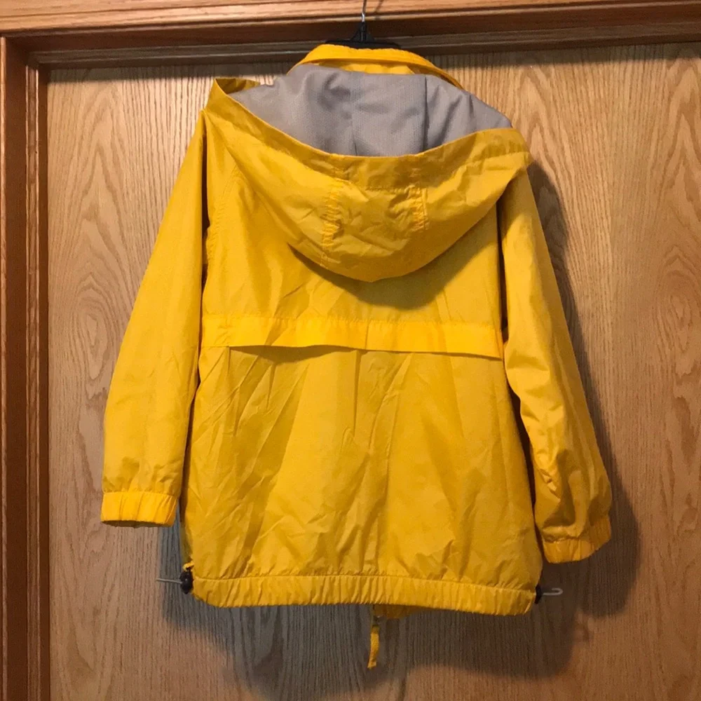 Vtg Gymboree size 4 zip rain hoodie yellow wind fleece jacket removable hood EUC